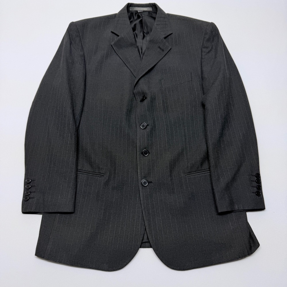Angelo Rossi Le Collezioni Mens Gray Pinstripe 4 Button Blazer Micro Tech 44R